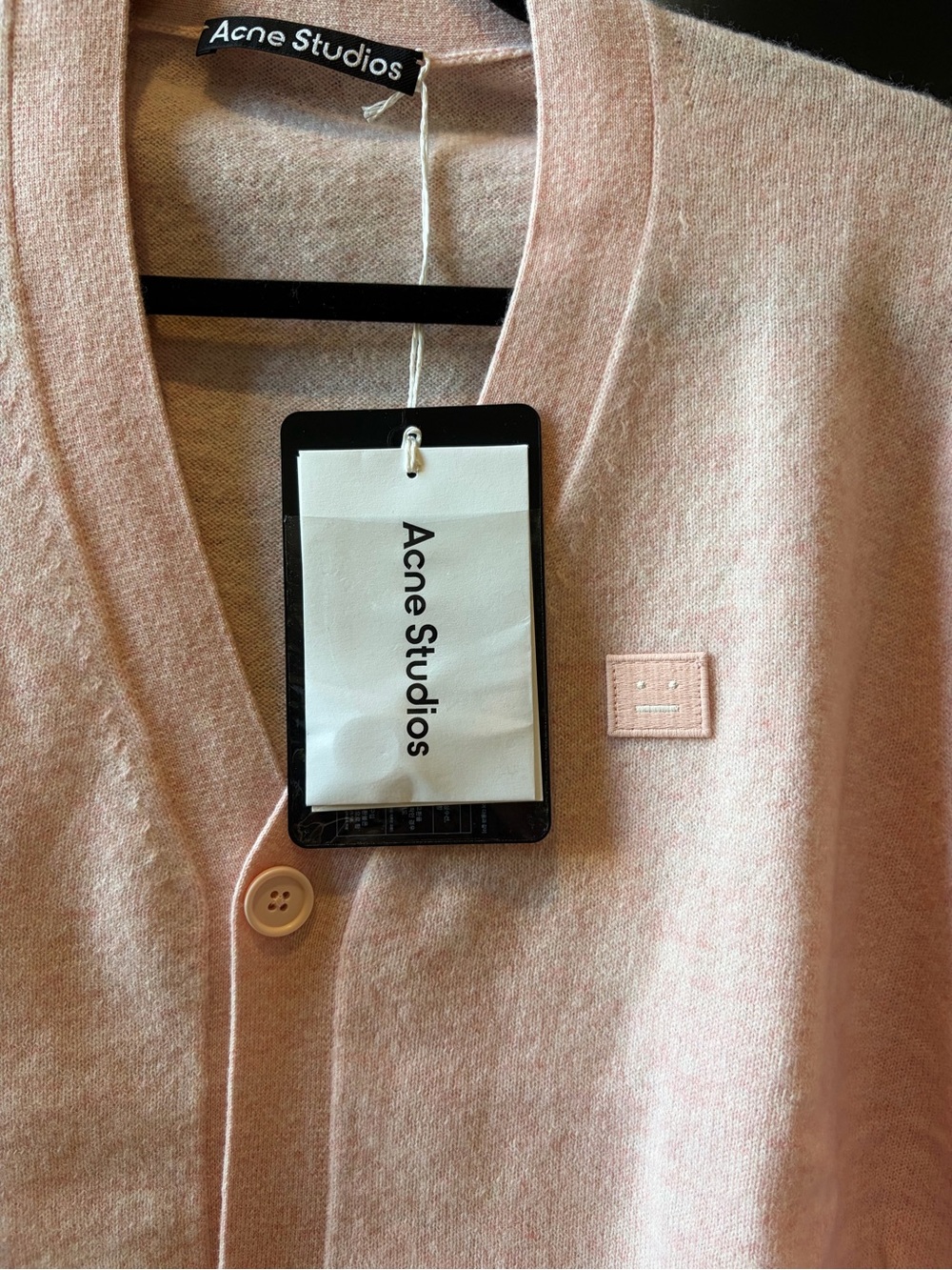 Acne Studio Pink Button-Front V-Neck Cardigan - Picture 2 of 3